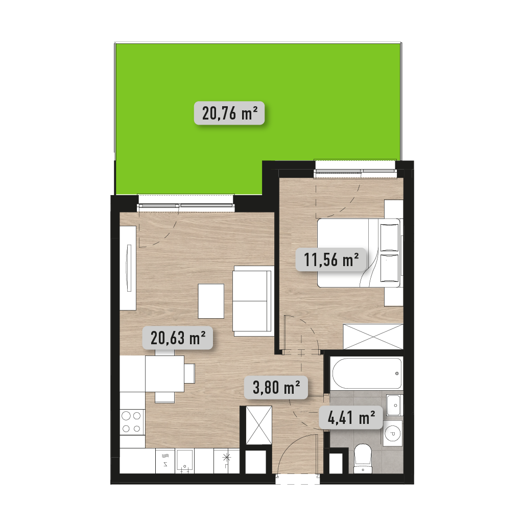 Rzut mieszkania nr B 37